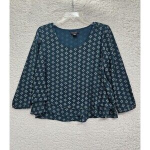 Metaphor Womens Size M Green Knit Shirt 3/4 Sleeves  Scoop Neck